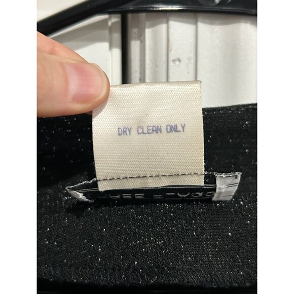 Three Flaggs Black Sparkle Cardigan Metallic Knit Long Sleeve Button-Front Sz L - Picture 7 of 8